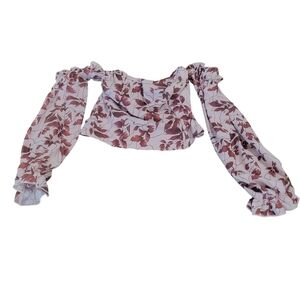 Mundefeis Off White and Brown Floral Crop